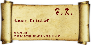 Hauer Kristóf névjegykártya